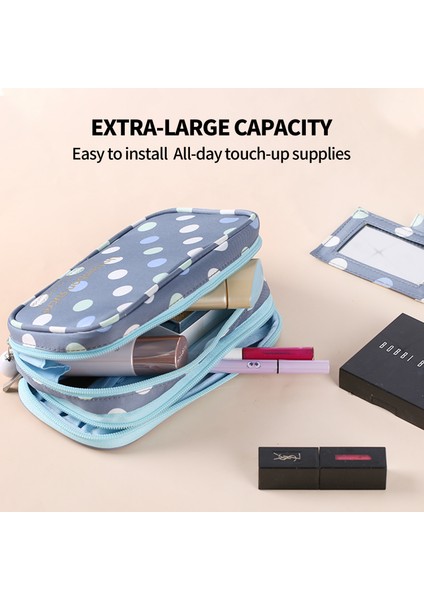 2 Katlı Makyaj Çantası Aynalı Fırça Yerleri Taşınabilir (Yurt Dışından) indirimleri