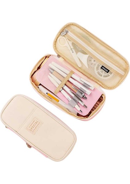 Makaron Geri Çekilebilir Çok Fonksiyonlu Pembe Kalemlik (Yurt Dışından)