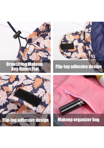 Çiçekli Tasma Kapaklı Düz Açılı Seyahat Makyaj Çantası (Yurt Dışından) modelleri