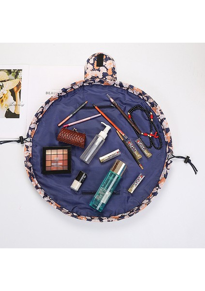 Çiçekli Tasma Kapaklı Düz Açılı Seyahat Makyaj Çantası (Yurt Dışından) fırsatları