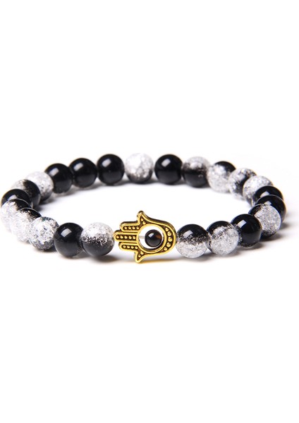 21CM Tarzı Kırık Kuvars Hamsa Şans Bileklik Erkekler Budizm Doigts De Fatima Mavi Nazar Boncuklu Bilezik Kadınlar Amulet Lav Taşı Bilezik El Yapımı Takı (Yurt Dışından)