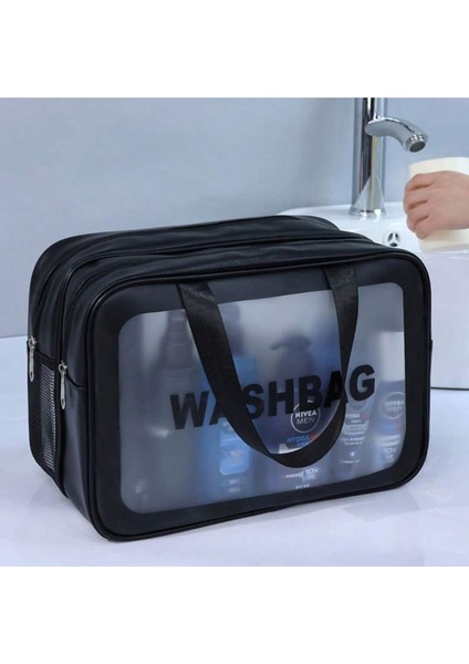 Moda Seyahat Makyaj Çantası Pvc Astarlı Harf Desenli (Yurt Dışından) fırsatları