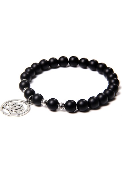 19CM Tarzı Mat Oniks 7 Çakra Bileklik Doğal Ametist Boncuklu Bilezik Budizm Lotus Taşı Bileklik Erkekler Reiki Taş Pulsera Kadınlar Yoga Takı (Yurt Dışından)