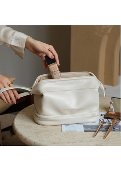 Çift Katlı Zarflı Kozmetik Çantası Pembe Renkli Büyük Kapasiteli (Yurt Dışından) fırsatları