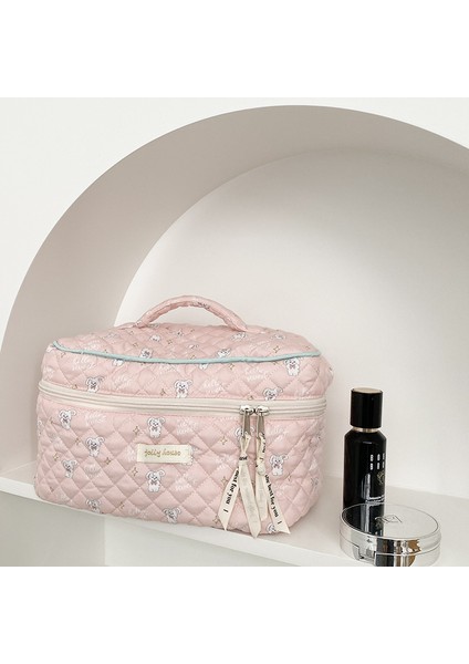 Yeyu Sınır Ötesi Tedarik Tatlı Bej Küçük Çiçekli Döner Kozmetik Çantası Büyük Kapasiteli (Yurt Dışından) fiyatları