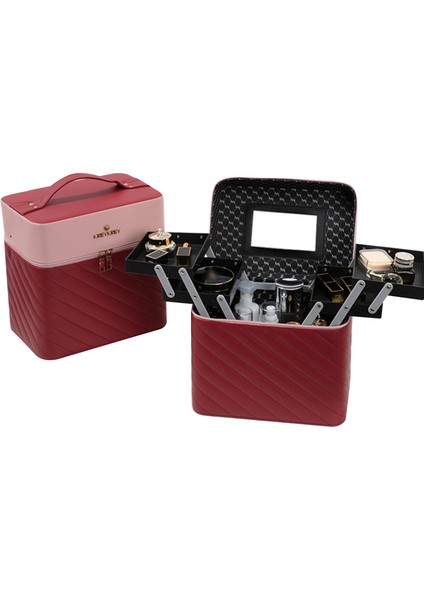 Çok Fonksiyonlu Ayna ile Taşınabilir Seyahat Kozmetik Çantası (Yurt Dışından)