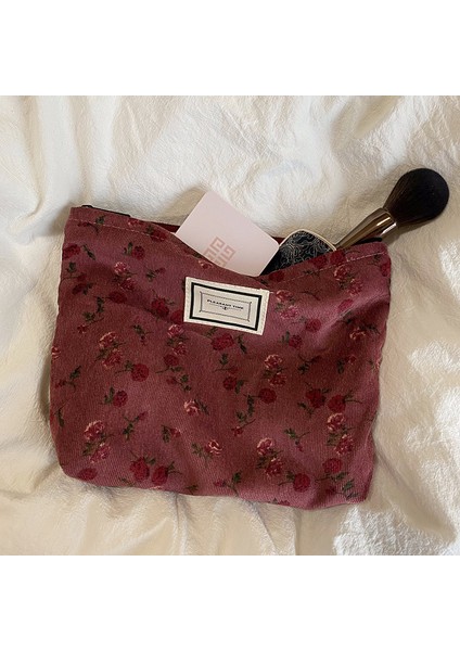 Korduroy Retro Kozmetik Çantası Beyaz Pembe Renkli Kadınlar Için (Yurt Dışından) indirimleri