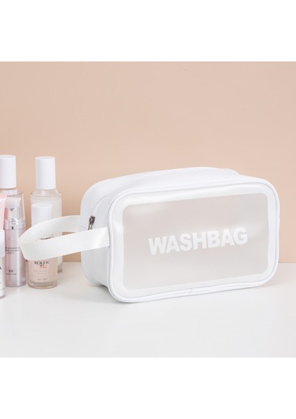 Pvc Kozmetik Çantası Büyük Kapasiteli Şeffaf Beyaz (Yurt Dışından)