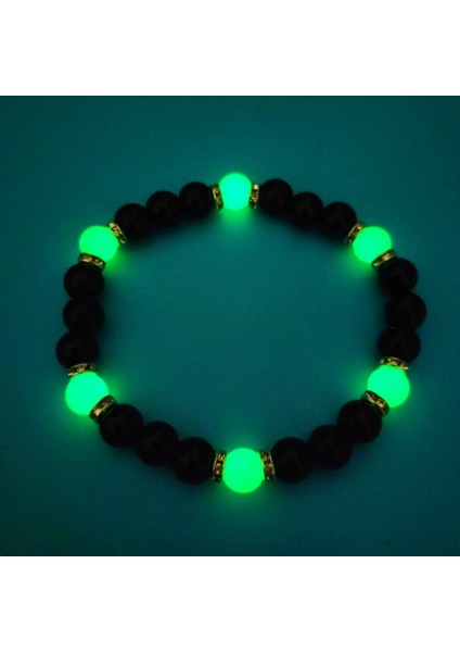 Yeşil Basit Moda Parlayan Kadın Çekiciliği Bilezik Takı Erkekler Florasan Bilezikler 8mm Doğal Taş Esnek Luminous Boncuk Bileklik (Yurt Dışından) modelleri