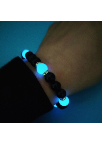 Yeşil Basit Moda Parlayan Kadın Çekiciliği Bilezik Takı Erkekler Florasan Bilezikler 8mm Doğal Taş Esnek Luminous Boncuk Bileklik (Yurt Dışından) fırsatları