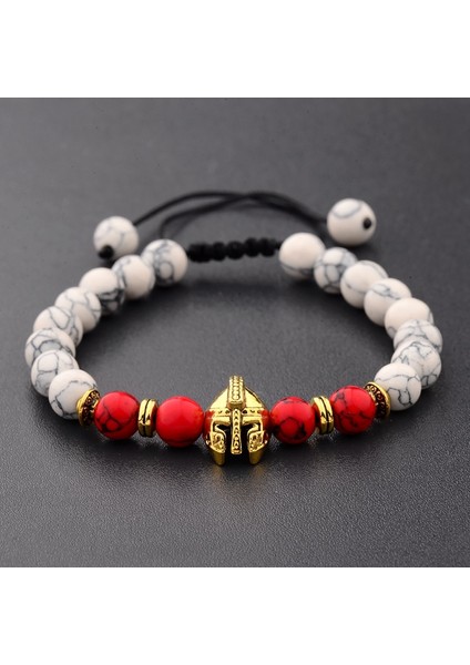 ABK006 Oıqueı Metal Kasklı Baykuş Aslan Başlı Boncuklu Bilezik Erkek Renkli Taş Boncuklar Ayarlanabilir Bileklikler Mala Yoga Bileziği Kadınlar Için (Yurt Dışından)