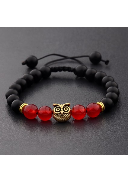 ABK006 Oıqueı Metal Kasklı Baykuş Aslan Başlı Boncuklu Bilezik Erkek Renkli Taş Boncuklar Ayarlanabilir Bileklikler Mala Yoga Bileziği Kadınlar Için (Yurt Dışından)