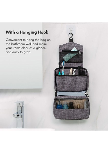 Asma Kancalı Büyük Kapasiteli Taşınabilir Tuvalet Malzemesi Çantası (Yurt Dışından) fırsatları