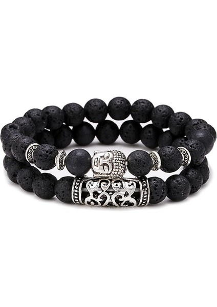 Siyah Noter Et Çiftler Arası Mesafe Bileklik Erkek Kadın Doğal Lava Taşı Kaplan Gözü Bilezik Zincir Bilezik Hediye (Yurt Dışından) modelleri