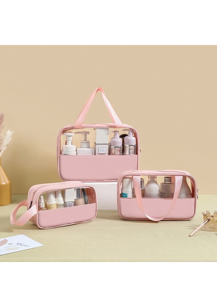 Pvc Şeffaf Büyük Kapasiteli Banyo Çantası 6105 Siyah Üçlü Set (Yurt Dışından) fiyatları