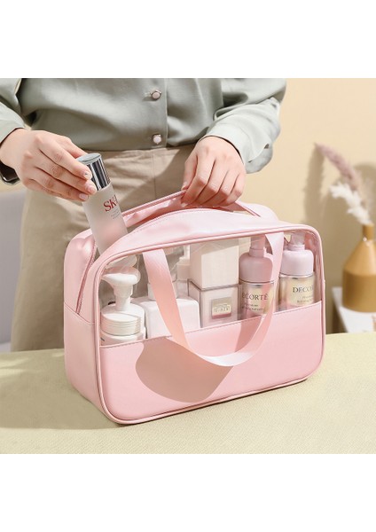 Pembe Dikişli Kişisel Bakım Banyo Çantası, Büyük Kapasiteli, Suya Dalı (Yurt Dışından) modelleri