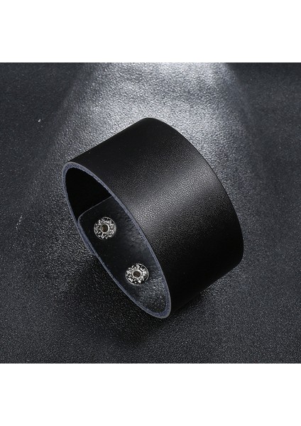 23CM Tarzı NO.83953 Beden Modyle Moda Geniş Gerçek Deri Bileklik Erkekler Için Kahverengi Geniş Kolluk Bilezikler ve Bileklik Bileziği Vintage Punk Erkek Takı Hediye (Yurt Dışından)