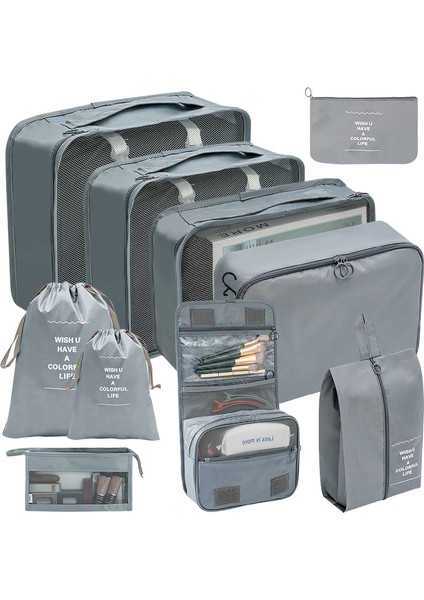 Yolculuk Saklama Çantası Yedi Parça Seti Göl Mavisi Kozmetik Bavulu (Yurt Dışından) fiyatları