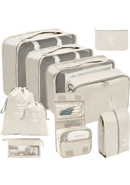 Yolculuk Saklama Çantası Yedi Parça Seti Göl Mavisi Kozmetik Bavulu (Yurt Dışından) modelleri