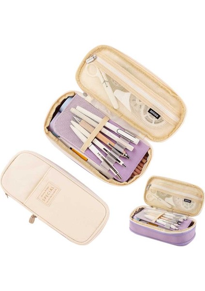 Macaron Geri Çekilebilir Çoklu Fonksiyonlu Mor Kalemlik (Yurt Dışından)