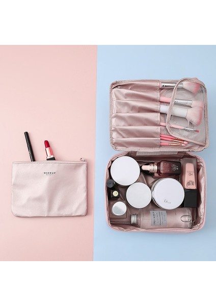 Seyahat Için Taşınabilir Pembe Suya Dalı Büyük Kapasiteli Kozmetik Çantası (Yurt Dışından) fırsatları