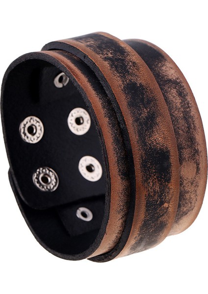 28CM Tarzı NO.82477 Beden Zorcvens El Yapımı Hakiki Deri Bileklikler Moda Kahverengi Punk Geniş Kolluk Bilezikler ve Bilezik Kadın Erkek Takı Için (Yurt Dışından)