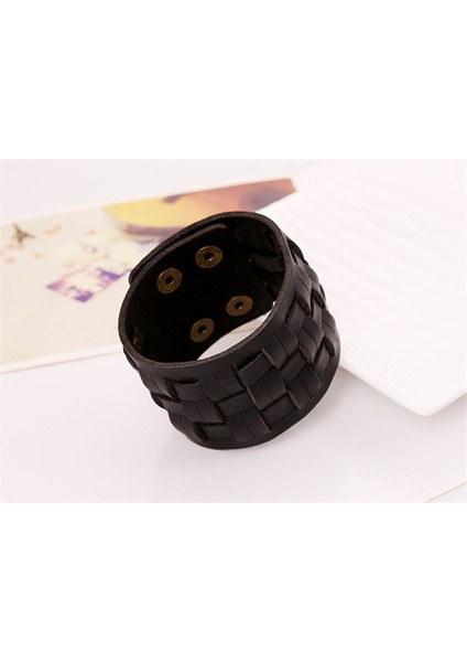 28CM Tarzı NO.82477 Beden Zorcvens El Yapımı Hakiki Deri Bileklikler Moda Kahverengi Punk Geniş Kolluk Bilezikler ve Bilezik Kadın Erkek Takı Için (Yurt Dışından)