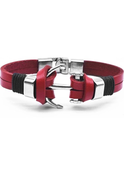 G04 2019 Moda Vintage Stil Kolay Kanca Dümen Çapa Bilezik 21CM Gerçek Deri Zincir Bağlantı Arkadaş Bileklik Erkek Takı (Yurt Dışından)