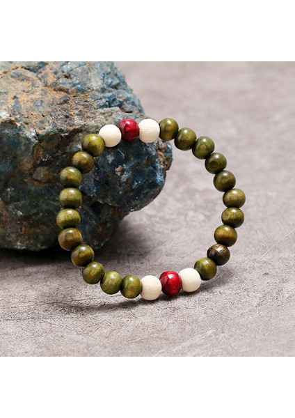 Ab5 Erkek Kadınlar Için El Yapımı Vintage Buddha Ahşap Boncuk Bileklik - Trend Takı (Yurt Dışından)