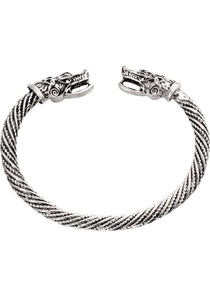 Siyah Antika Gümüş Renkli Ters Desen Oymalı Kafatası Açık Ağız Kolluk Bilezik Viking Bileziği - Türk Takı Ürünü (Yurt Dışından) fiyatları