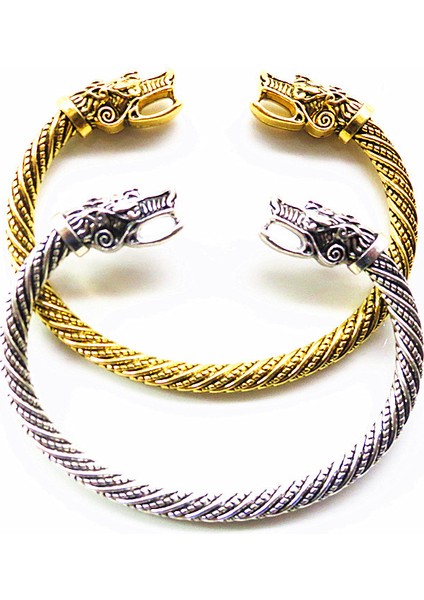 Siyah Antika Gümüş Renkli Ters Desen Oymalı Kafatası Açık Ağız Kolluk Bilezik Viking Bileziği - Türk Takı Ürünü (Yurt Dışından) indirimleri