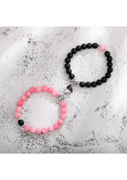 Yeşil Bir Çift Bileklik Doğal Taş Boncuk Kalp Şekilli Mesafe Manyetik Çekim Bileklik Sevgililer Takı Hediye Dropship (Yurt Dışından) fiyatları