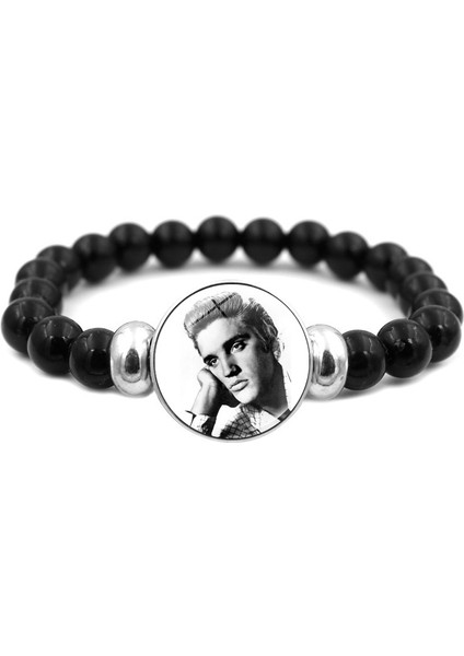 XSWX2995-6 Elvis Presley Kendin Yap Boncuk Bilezik Rock And Roll Kralı Cam Snap Düğmeli Bilezik Bilezik El Yapımı Takı Hediyeler (Yurt Dışından)