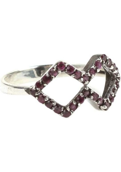 925 Ayar Gümüş Çift Dörtgen Tasarım Yüzük