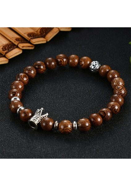 Taç Doğal Sandal Ağacı Erkek Om Lotus Takı Dua Bileklik Hediye Için Tahta Boncuk Tesbih Bilezik Kadınlar Için (Yurt Dışından)