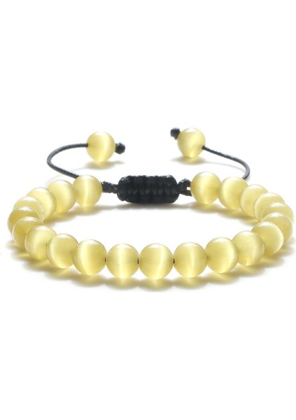 Sarı Kadın Erkek Hediye Için Ayarlanabilir Doğal Kedi Gözü Taş Bileklik Pürüzsüz Pembe Beyaz Boncuk El Yapımı Bilezikler&bilezik Şans Takı (Yurt Dışından)