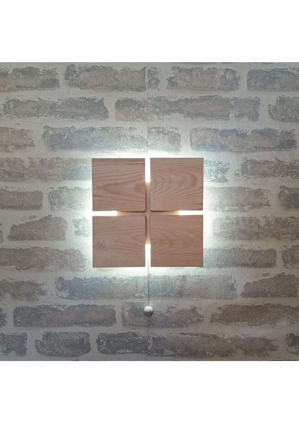 Yansıtma Tasarımlı LED Aplik Doğal Ahşap Kare Rustik Salon Duvar Aplik Kütük Aplik 220 V