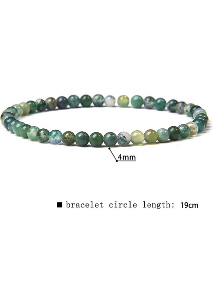 21CM Tarzı 4mm Yosun Akik Doğal Taş Pictura Jaspe Mineral Bilezik Kadın El Yapımı Esnek It Taş Boncuklu Şans Bilekliği Yoga Dua Pulsera (Yurt Dışından)