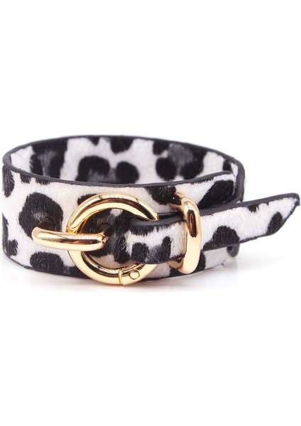 No.4 Boyutu Kadınlar Için Moda Deri Bilezik Leopar Basit Tüm Eşleşme V Kelime Geniş Şık Kolluk Wrap Bilezik Femme Bileklik Takı (Yurt Dışından)