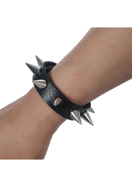 Siyah Erkek Kadın Punk Sahte Deri Bilezik Dikenli Bilezik Gotik Takı Cosplay Emo Kıyafet Aksesuarları (Yurt Dışından) fırsatları