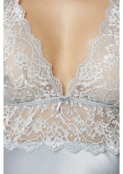 Saten Dantelli Gecelik 905 Mist modelleri