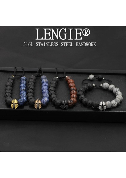 Kar Tanesi Taşı Erkekler Için Lava Taşı Boncuk Bilezik Paslanmaz Çelik Roma Savaşçısı Spartan Gladyatör Kaskı Zincir Bilezikler Hombres Takı (Yurt Dışından) modelleri