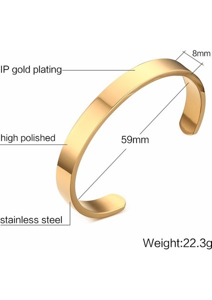 Gül Altın Rengi Erkekler Için Katı Altın Düz Manşet Bilezikler Bileklik Brazalet Bileklik (Yurt Dışından) modelleri