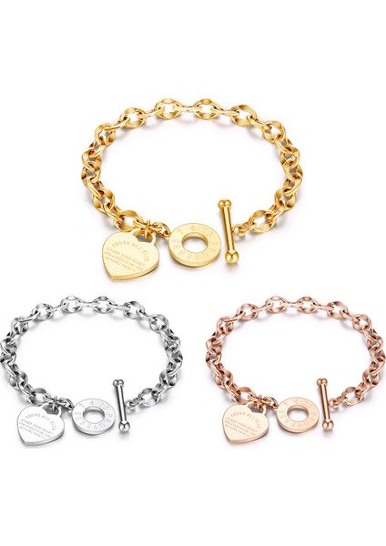 NO.83644 Beden Kadınlar Için Yeni Aşk Kalp Bilezik Modyle Parti Hediye Moda Paslanmaz Çelik Şans Bilezikler Takı (Yurt Dışından) fiyatları