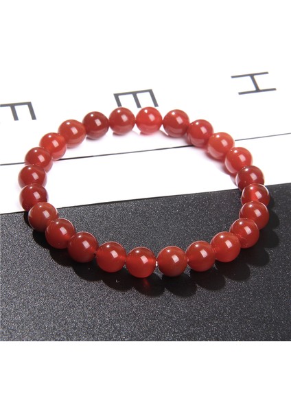 23CM Tarzı Kırmızı Akik Doğal Taş Boncuklu Çakra Bileklik 8mm Yuvarlak Akik Kaplan Gözü Turkuaz Bileklik Takı Kadın Erkek Hediye (Yurt Dışından)