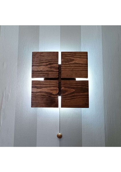 Yansıtma Tasarımlı LED Aplik Doğal Ahşap Kare Rustik Salon Duvar Aplik Kütük Aplik 220 V indirimleri