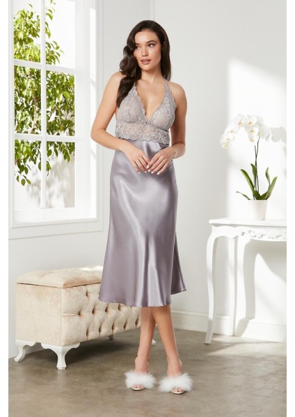 Saten Dantelli Gecelik 905 Royal