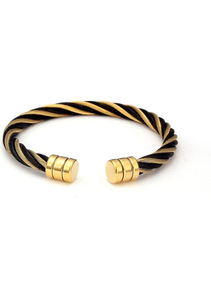 Altın Rengi Bohemia Örgü Paslanmaz Çelik Charm Bilezik & Bilezik Erkek Kadın Çift Takı Benzersiz Tel Kol Bileziği Açık Örgülü Erkek Bilezikler (Yurt Dışından)