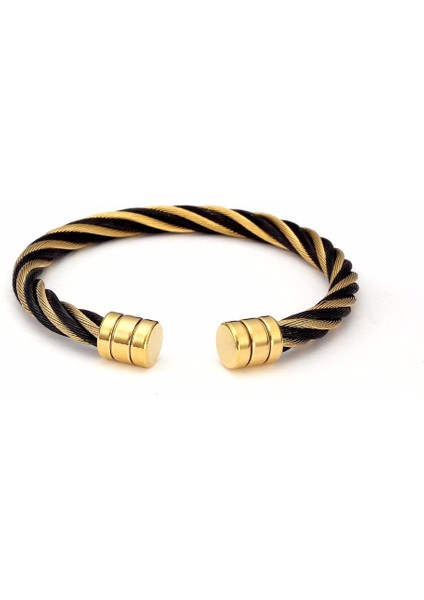 Altın Rengi Bohemia Örgü Paslanmaz Çelik Charm Bilezik & Bilezik Erkek Kadın Çift Takı Benzersiz Tel Kol Bileziği Açık Örgülü Erkek Bilezikler (Yurt Dışından) fiyatları