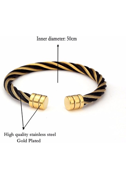 Altın Rengi Bohemia Örgü Paslanmaz Çelik Charm Bilezik & Bilezik Erkek Kadın Çift Takı Benzersiz Tel Kol Bileziği Açık Örgülü Erkek Bilezikler (Yurt Dışından) modelleri